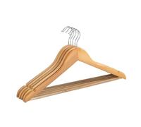 WENKO Grucce sagomate Eco - set 5 appendini, asta portapantaloni, intaglio per gonne, Legno, 45 x 23.5 x 1.2 cm, Marrone