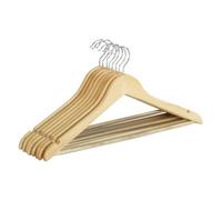Wenko Grucce sagomate Eco, set 8 appendini, asta portapantaloni, intaglio per gonne, Legno, Marrone, 45 x 23.5 x 1.2 cm