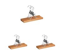 WENKO Gruccia a pinza tipo Premium set 3 pezzi - set 3 pezzi, Legno, 25 x 16.5 x 2.2 cm, Marrone (Confezione da 3)