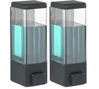 Wenko Istres - Dispenser per disinfettante e sapone, 320 ml, colore: Nero (Confezione da 2)