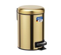 Wenko Leman-Pattumiera a Pedale per Cosmetici, con Impronte digital 3 L Oro/Nero
