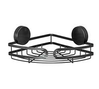 WENKO Angoliera Pavia colore Nero Static-Loc Plus. scaffale per la stanza da bagno. fissaggio senza trapano. tenuta sicura mediante aderenza statica su superfici lisce ed impermeabili. 27 x 9.8 x 20 cm. acciaio verniciato