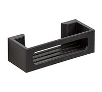 Wenko Mensola da Parete Turbo-Loc Bralia, Mensola in Plastica, si Fissa Senza Forare, Cestino Profondo per un Appoggio Sicuro di Shampoo e Bagnoschiuma, per Vasca e Doccia, 30 X 8,5 X 12 Cm, Nero