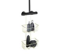 WENKO Mensola doccia termostatica Caddy Milo, 2 ripiani, mensola doccia da appendere al rubinetto, ripiano in acciaio inox (inossidabile), 25 x 55 x 14 cm, oro