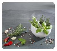 WENKO Multi Lastra Mod Cucina a base di erbe, tagliere da cucina 3in1, paraspruzzi, copertura per fornelli, tagliere, vetro, 56 x 50 cm