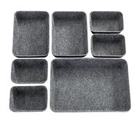 WENKO Organizer per cassetti in feltro, set di 7 pezzi per l’organizzazione dei cassetti in feltro di poliestere riciclato, combinazioni versatili grazie a 3 dimensioni diverse, nero/grigio