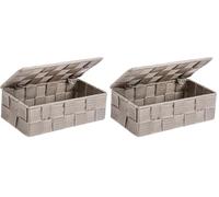 Wenko Organizzatore con coperchio Adria mini taupe, Polipropilene, 18 x 6.5 x 10 cm, Tortora (Confezione da 2)