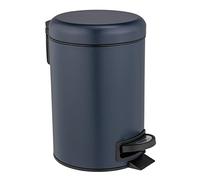 WENKO Pattumiera a pedale Leman, 3 litri, con inserto estraibile, in acciaio verniciato, 17x25x22.5 cm, Blu scuro opaco