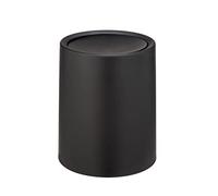 WENKO Pattumiera a ribalta Atri, portarifiuti per cosmetici da 6 l con coperchio, secchio interno in plastica di qualità, supporto integrato per sacchetto invisibile, (L/PxA): Ø 21x25,5cm, nero