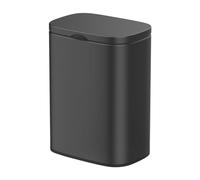 Wenko Pattumiera da parete Sare da 5 litri, con coperchio e abbassamento automatico Easy-Close, secchio da bagno in acciaio verniciato per fissaggio senza foratura, 21,5 x 29,5 x 19 cm, nero opaco