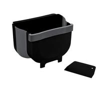 WENKO Pattumiera da sportello Fago 5 litri, secchio per spazzatura Black Outdoor Kitchen, raschietto incluso, fissaggio a sportello o cassetto senza perforare, pieghevole, 25,5 x 18 cm x 18 cm, nero