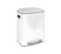 WENKO Portarifiuti a pedale Easy Close Primo bianco 2 x 20 l - Portarifiuti con chiusura ammortizzata automatica, Acciaio, 45 x 60 x 42 cm, Bianco
