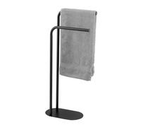 WENKO Piantana Porta salviette a 2 Bracci, Acciaio, Nero | portasciugamani da appoggio con 2 aste sfalsate e base, design moderno, Mod Levante