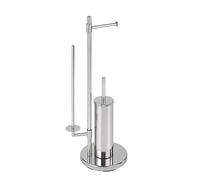 WENKO Piantana portarotolo e scopino in acciaio inox Universalo Neo, Acciaio inossidabile, 30 x 73 x 20 cm, Lucido