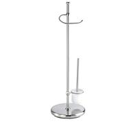 WENKO Piantana portarotolo e scopino WC Adiamo - regolabile in altezza, Acciaio, 32 x 95 x 29 cm, Opaco