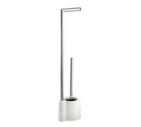WENKO Piantana portarotolo e scopino WC Avola bianco - Portascopino WC, Polipropilene, 13 x 70 x 16 cm, Bianco