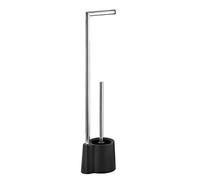 WENKO Piantana portarotolo e scopino WC Avola nero - Portascopino WC, Polipropilene, 13 x 70 x 16 cm, Nero