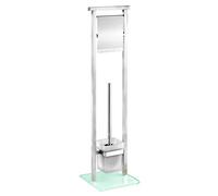 WENKO Piantana portarotolo e scopino WC Debar acciaio inossidabile - Portascopino WC, Acciaio inossidabile, 18 x 73 x 18 cm, Satinato