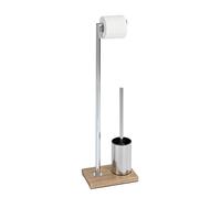 WENKO Piantana portarotolo e scopino WC Marla - Portascopino WC, Acciaio, 22 x 74 x 15 cm, Cromo
