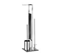 WENKO Piantana portarotolo e scopino WC Rivalta acciaio inossidabile lucido - Portascopino WC, Acciaio inossidabile, 18 x 70 x 23 cm, Lucido