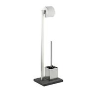 WENKO Piantana portarotolo e scopino WC Slate Rock acciaio inossidabile, Acciaio