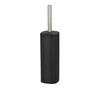 WENKO Piantana set WC Alassio portascopino chiuso, incluso scopino, ciuffo sostituibile 8.5 cm di colore nero, in acciaio inox satinato resistente contro la ruggine, 9.3 x 39.2 x 9.3 cm, nero opaco