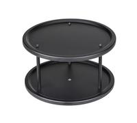 Wenko Piastra girevole per cucina Duo nera, piastra girevole a due piani per la credenza, scaffale da cucina in acciaio inox spazzolato nero, impiego molteplice, Ø 26,5 x 15,5 cm
