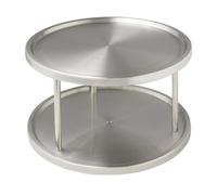 WENKO Piatto girevole in acciaio inox Duo - 2 superfici girevoli, Acciaio inossidabile, 26.5 x 15.5 x 26.5 cm, Argento opaco