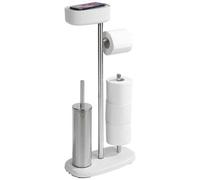 WENKO - Porta Carta E Scopino Wc Con Ripiano E Cestello Rivazza, 4in1, Nero, Wenko