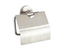 WENKO Porta carta igenica con coperchio Cuba opaco - Portarotolo WC, con coperchio, Pressogetto di zinco, 13.5 x 13.5 x 4 cm, Opaco