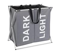 Wenko - Portabiancheria 2 scomparti Grigio