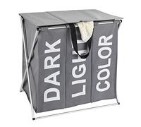 WENKO Portabiancheria Trio Top grigio - Cesto portabiancheria Capacità: 118 l, Poliestere, 57 x 57 x 38 cm, Grigio