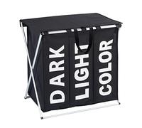 WENKO Portabiancheria Trio Top nero - cesta della biancheria Capacità: 118 l, Poliestere, 57 x 57 x 38 cm, Nero