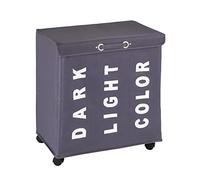 WENKO Portabiancheria Trivo grigio - cesta della biancheria Capacità: 116 l, Poliestere, 56 x 60 x 35 cm, Grigio scuro