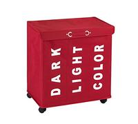 WENKO Portabiancheria Trivo rosso - cesta della biancheria Capacità: 116 l, Poliestere, 56 x 60 x 35 cm, Rosso