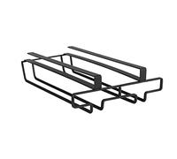 Wenko Portabicchieri salvaspazio per ripiano - Pensile per armadio della cucina per 6 bicchieri, Metallo, 20 x 7 x 28 cm, Nero