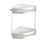 WENKO Portaoggetti angolare a 2 piani in acciaio inox Premium Plus, Acciaio inossidabile, 28.5 x 31 x 21 cm, Lucido