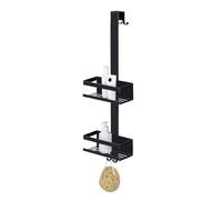 Wenko Portaoggetti Doccia MOD. Bribano Duo mensola sospesa Elegante in Acciaio Inox Nero Opaco per Box Doccia 23x71x18 cm Resistente ai Graffi