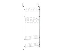 WENKO Portaoggetti salva spazio, scaffale versatile per agganciare vestiti e foulard, supporto per armadio e attaccapanni, 59 x 150,5 x 18,5 cm, metallo verniciato a polvere, argento