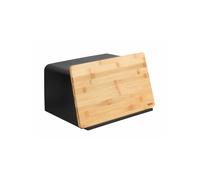 Wenko 54098100, Portapane con vassoio in bambù, colore nero, fori di ventilazione per una circolazione ottimale dell'aria, 35 x 20,5 x 26,5 cm