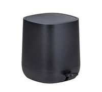 WENKO Portarifiuti a Pedale Davos 6.5 litri, per Cosmetici Puristico con Chiusura Automatica Easy-Close, nel Moderno Design "All Black" per il Bagno, BPA Free, 23.5 x 26 x 27.5 cm, Colore Nero Opaco