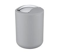 WENKO Portarifiuti con coperchio basculante Brasil S grigio - infrangibile Capacità: 2 l, TPE, 14 x 21 x 14 cm, Grigio