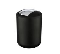 WENKO Portarifiuti con coperchio basculante Brasil S nero - infrangibile Capacità: 2 l, TPE, 14 x 21 x 14 cm, Nero