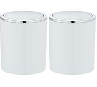 Wenko Portarifiuti con coperchio basculante Inca bianco 2 ltr. - Contenitore portarifiuti con coperchio basculante Capacità: 2 l, ABS, 14 x 16.8 x 14 cm, Bianco (Confezione da 2)