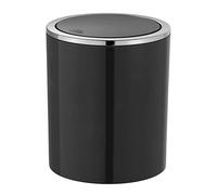 WENKO Portarifiuti con coperchio basculante Inca nero 2 ltr. - Contenitore portarifiuti con coperchio basculante Capacità: 2 l, ABS, 14 x 16.8 x 14 cm, Nero