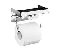 WENKO Portarotolo con portaoggetti grande acciaio inossidabile, Acciaio inossidabile, 16 x 12.5 x 11.5 cm, Lucido