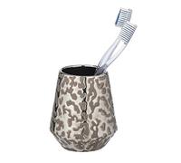 WENKO Portaspazzolini Burgos in pregiata ceramica con luminoso gioco di disegni. Misure: Ø 9.1 x 10.5 cm. Colore: marrone-grigio/platino