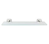 WENKO Ripiano in vetro Mezzano, mensola da parete in vetro satinato con tanto spazio per tutti gli utensili da bagno, supporto in acciaio inox lucido resistente contro la ruggine, 46,5 x 5,5 x 13,5 cm