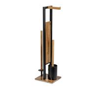 Wenko Rivalta portarotolo con scopino wc nero-legno 25784100