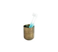 WENKO Bicchiere portaspazzolini Rivara, pregiato portaspazzolini per spazzolini e dentifricio, in raffinata ceramica, dipinto a mano, Ø 7,5 x 9,5 cm, colore oro